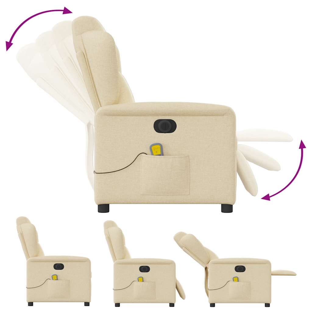 Massagestoel elektrisch verstelbaar stof crèmekleurig is nu te koop bij PeponiXL, paradijselijk wonen!