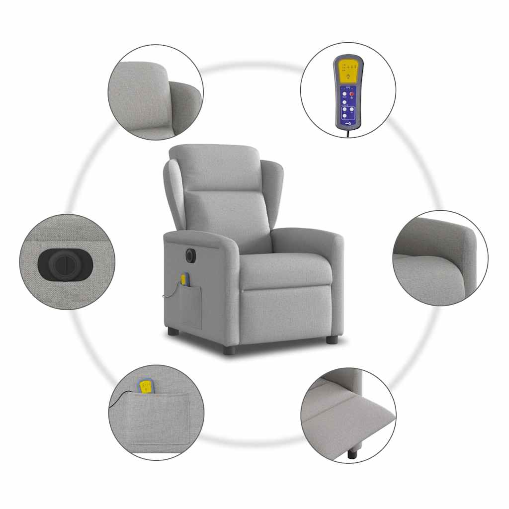 Massagestoel elektrisch verstelbaar stof wolk grijs is nu te koop bij PeponiXL, paradijselijk wonen!