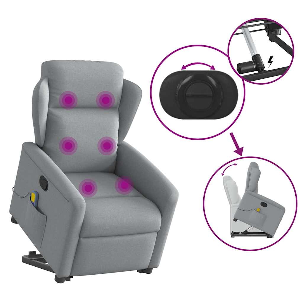 Sta-op-massagestoel verstelbaar stof lichtgrijs is nu te koop bij PeponiXL, paradijselijk wonen!