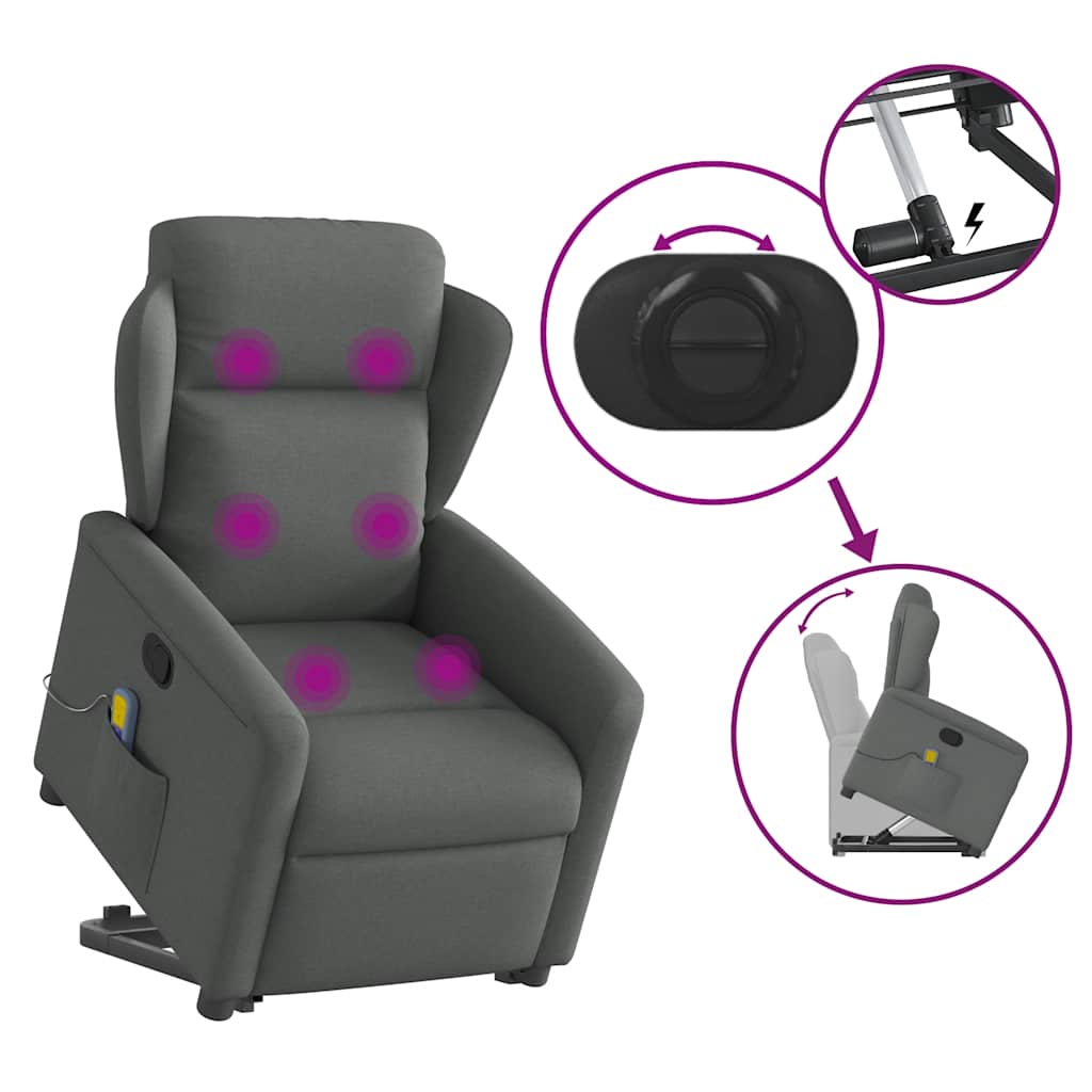 Sta-op-massagestoel verstelbaar stof donkergrijs is nu te koop bij PeponiXL, paradijselijk wonen!
