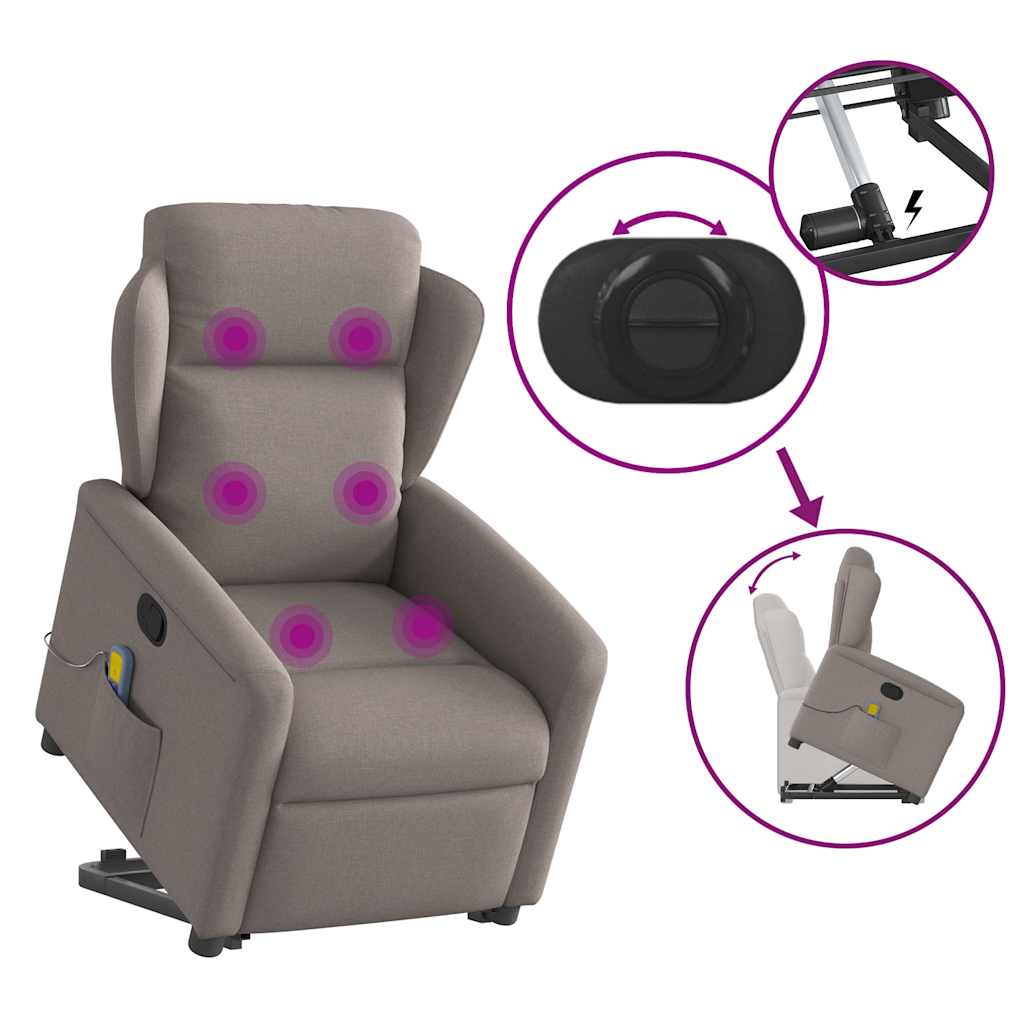Sta-op-massagestoel verstelbaar stof taupe is nu te koop bij PeponiXL, paradijselijk wonen!