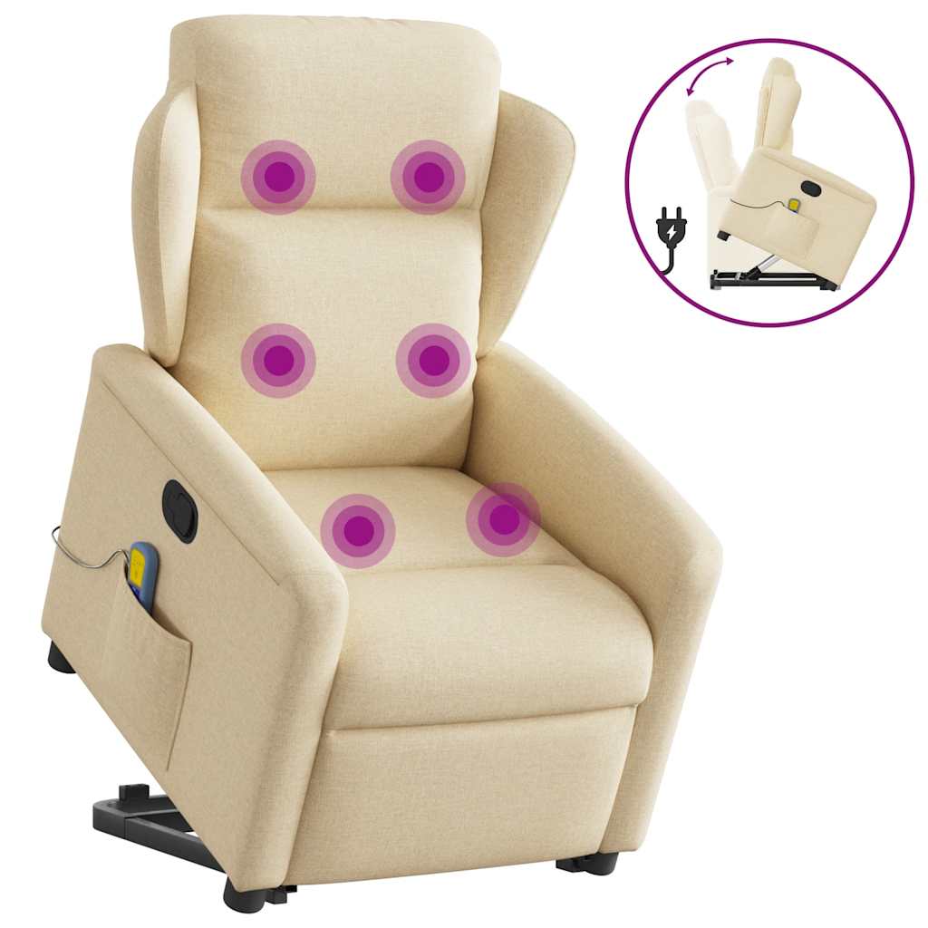 Sta-op-massagestoel verstelbaar stof crèmekleurig is nu te koop bij PeponiXL, paradijselijk wonen!