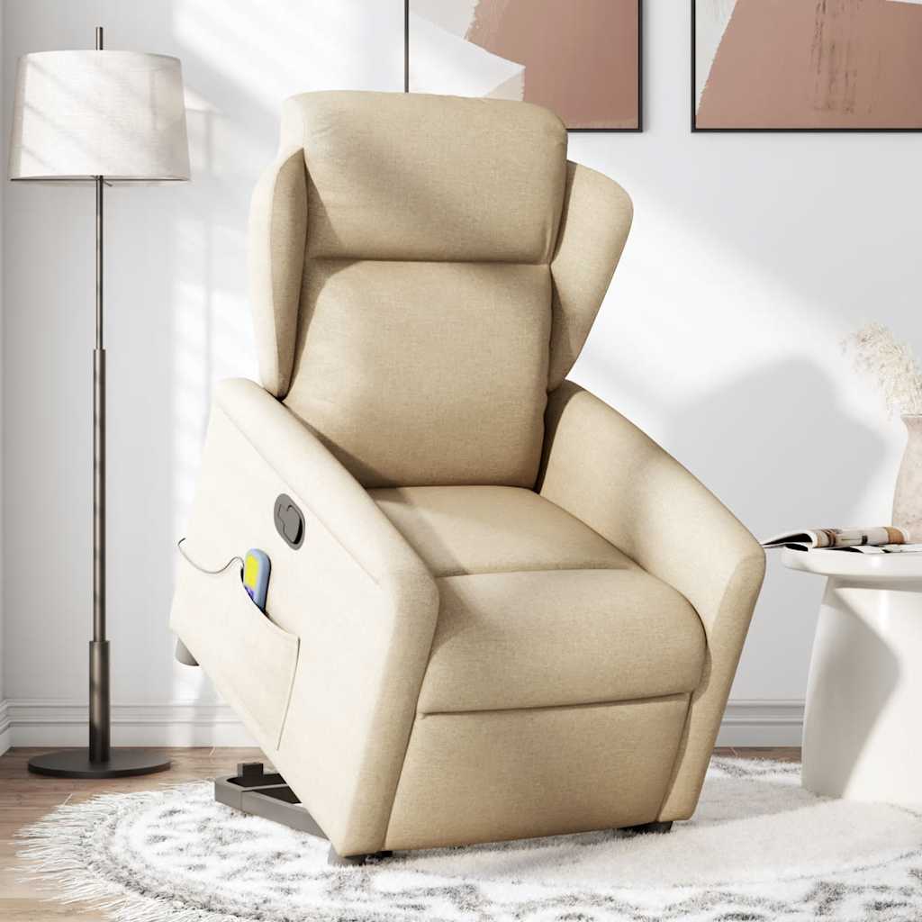 Sta-op-massagestoel verstelbaar stof crèmekleurig is nu te koop bij PeponiXL, paradijselijk wonen!