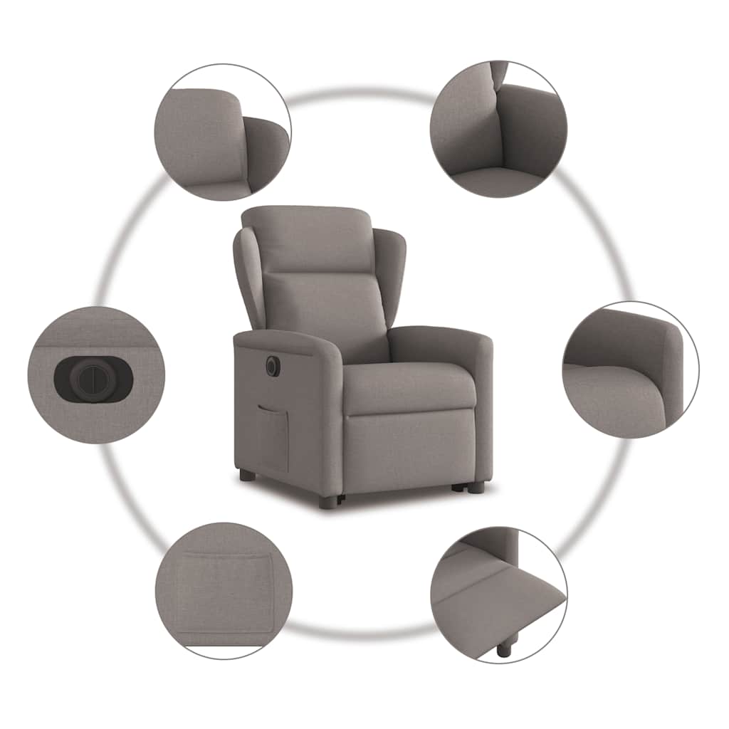 Sta-op-stoel elektrisch verstelbaar stof taupe is nu te koop bij PeponiXL, paradijselijk wonen!