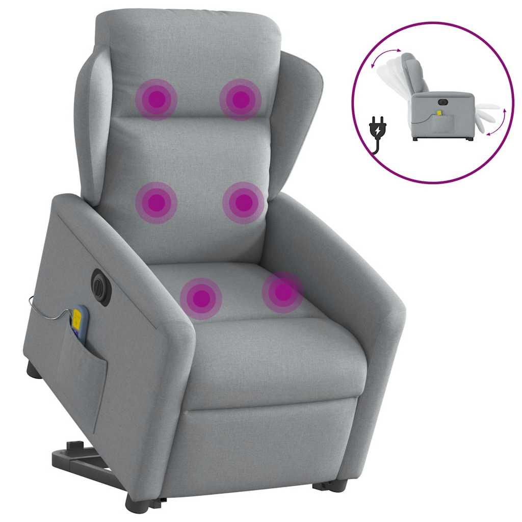Sta-op-massagestoel elektrisch verstelbaar stof lichtgrijs is nu te koop bij PeponiXL, paradijselijk wonen!