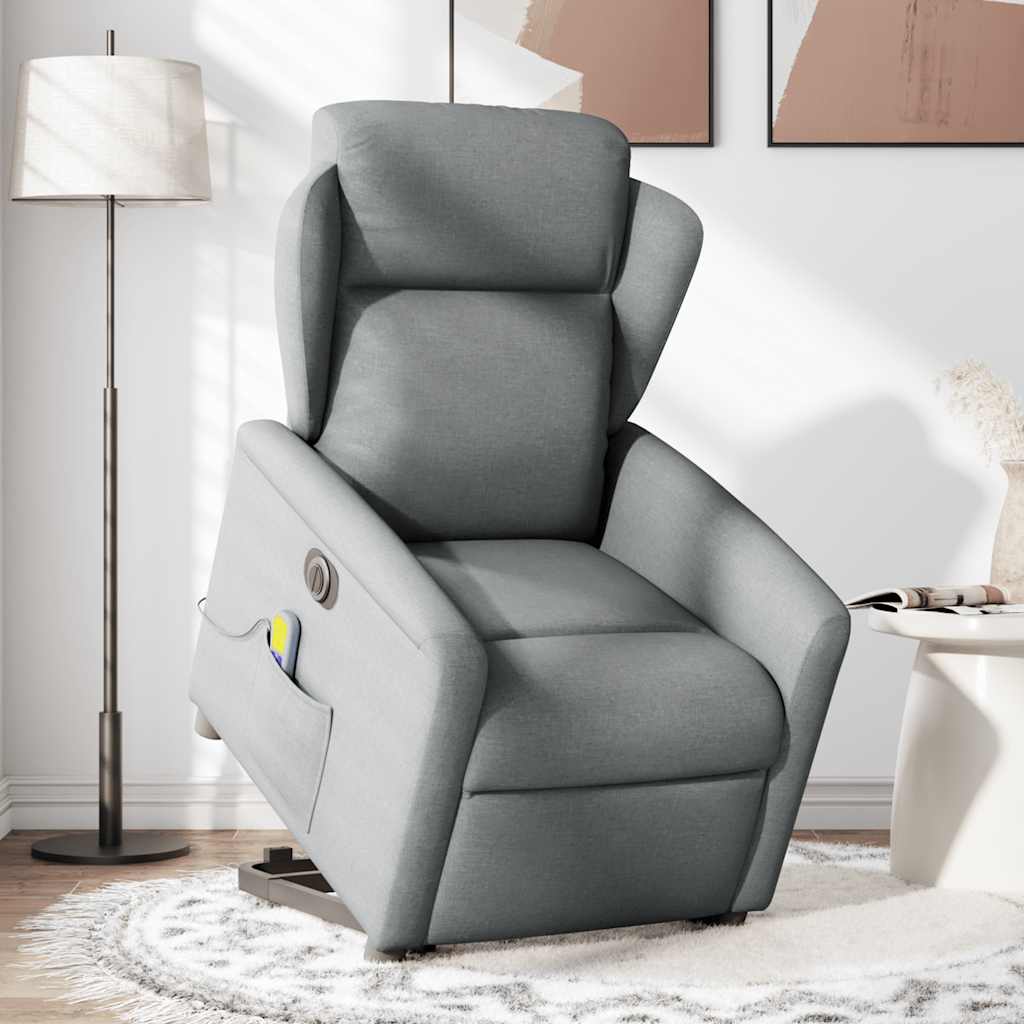 Sta-op-massagestoel elektrisch verstelbaar stof lichtgrijs is nu te koop bij PeponiXL, paradijselijk wonen!