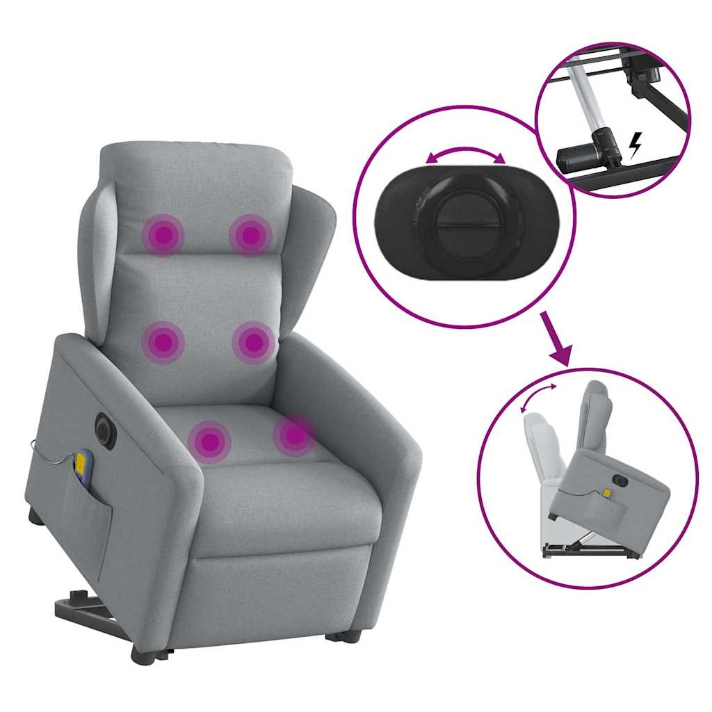 Sta-op-massagestoel elektrisch verstelbaar stof lichtgrijs is nu te koop bij PeponiXL, paradijselijk wonen!