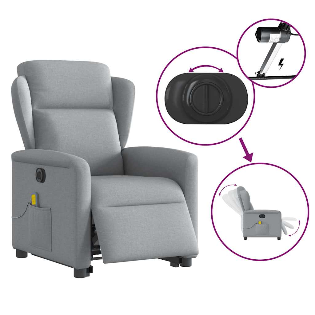 Sta-op-massagestoel elektrisch verstelbaar stof lichtgrijs is nu te koop bij PeponiXL, paradijselijk wonen!