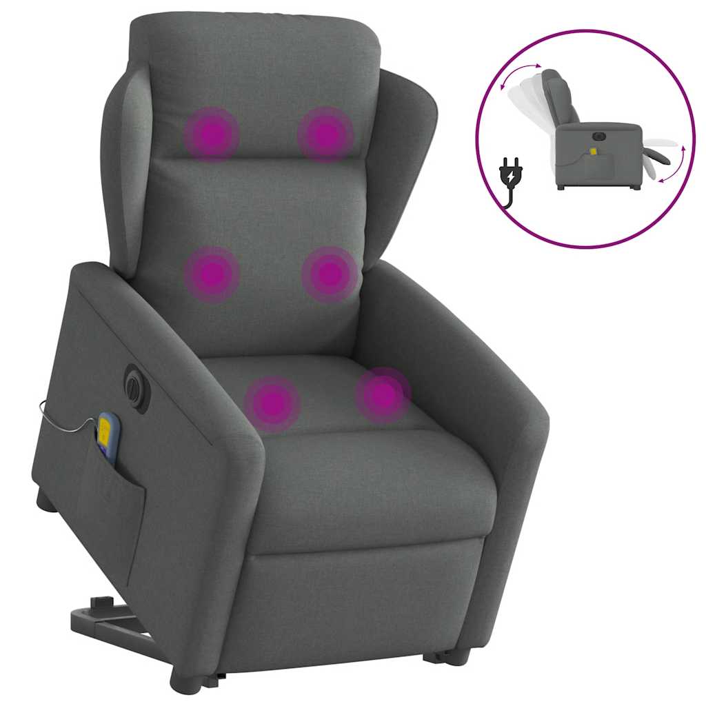 Sta-op-massagestoel elektrisch verstelbaar stof donkergrijs is nu te koop bij PeponiXL, paradijselijk wonen!