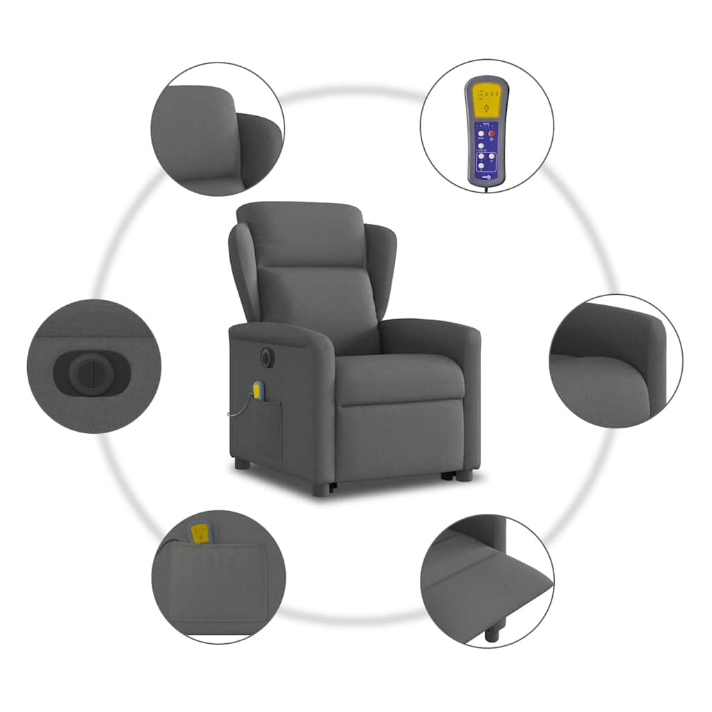 Sta-op-massagestoel elektrisch verstelbaar stof donkergrijs is nu te koop bij PeponiXL, paradijselijk wonen!