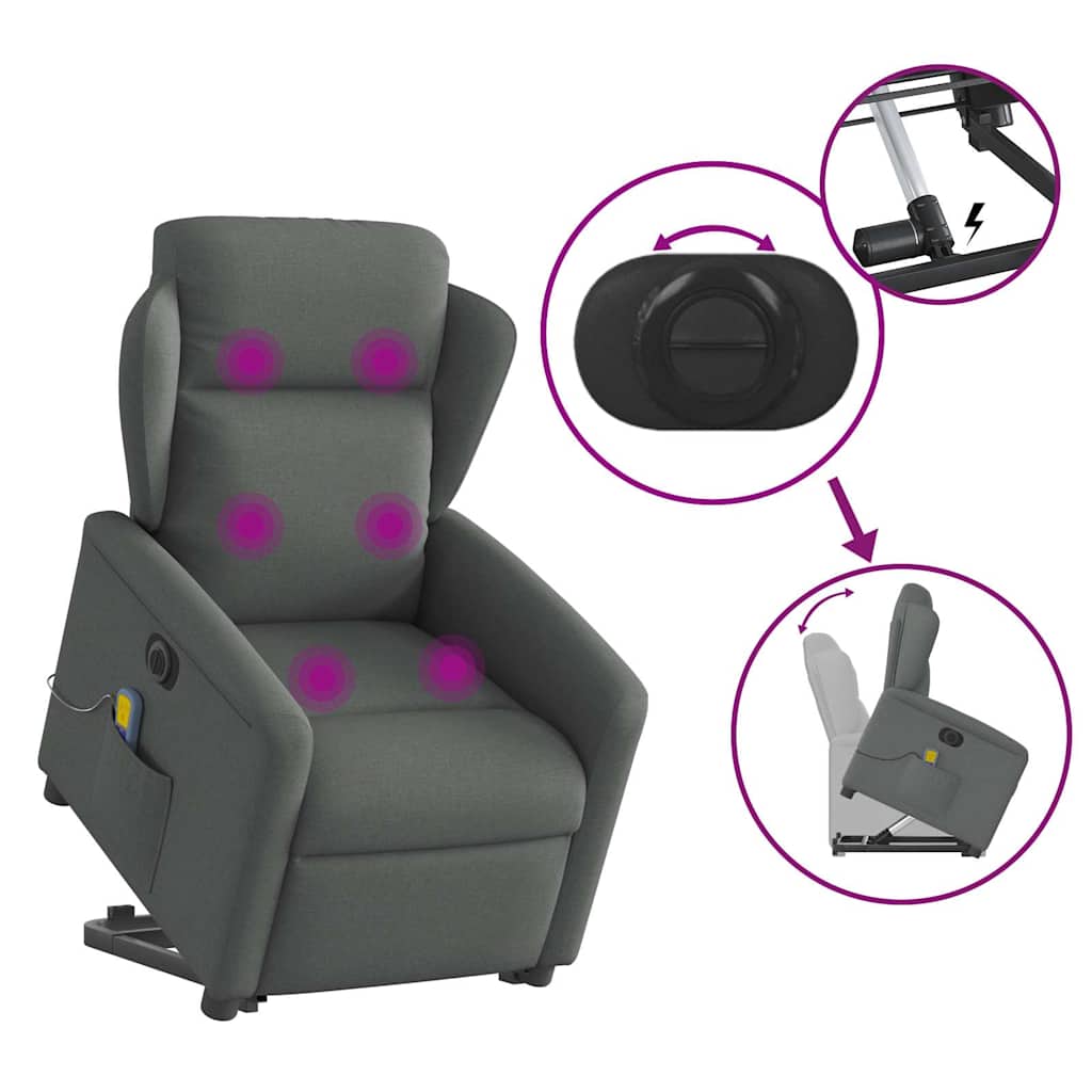 Sta-op-massagestoel elektrisch verstelbaar stof donkergrijs is nu te koop bij PeponiXL, paradijselijk wonen!