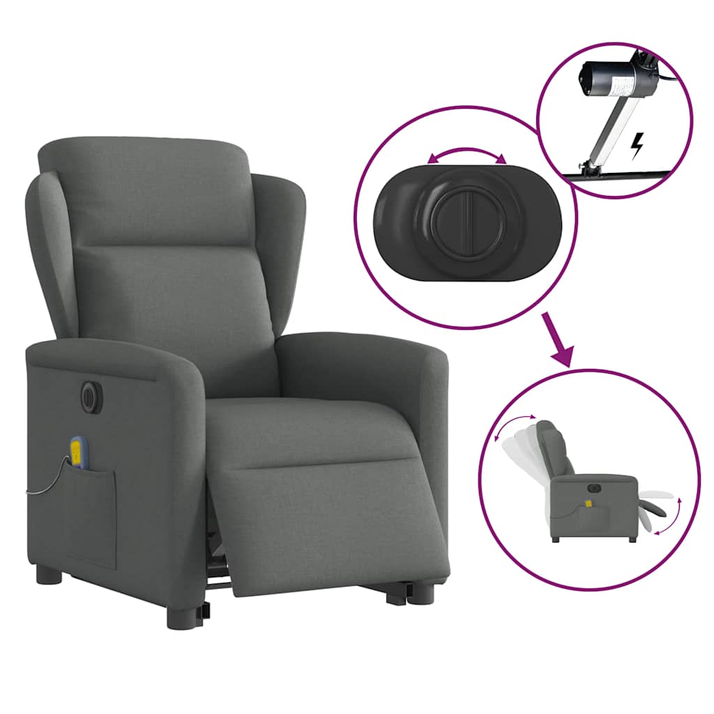 Sta-op-massagestoel elektrisch verstelbaar stof donkergrijs is nu te koop bij PeponiXL, paradijselijk wonen!