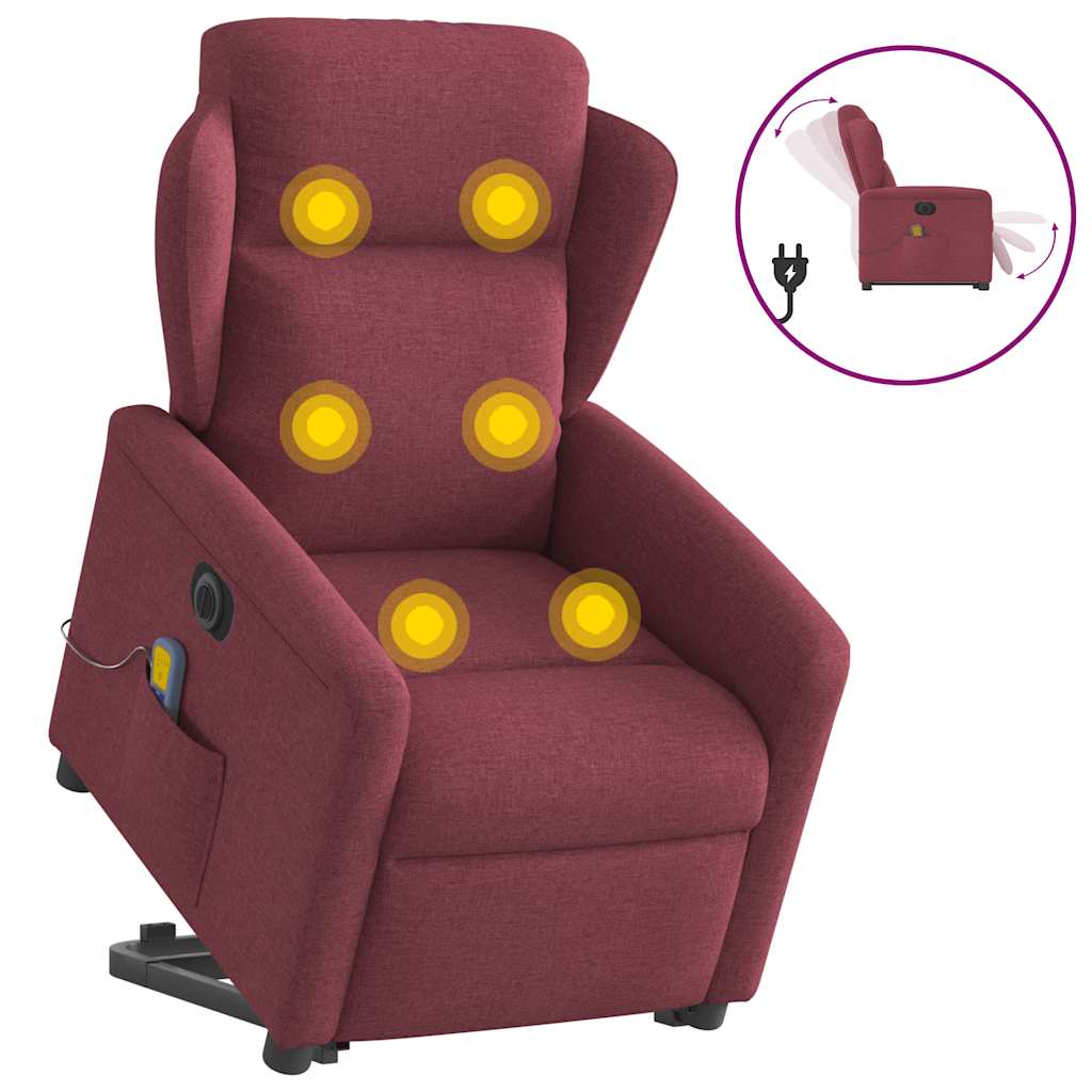 Sta-op-massagestoel elektrisch verstelbaar stof wijnrood is nu te koop bij PeponiXL, paradijselijk wonen!