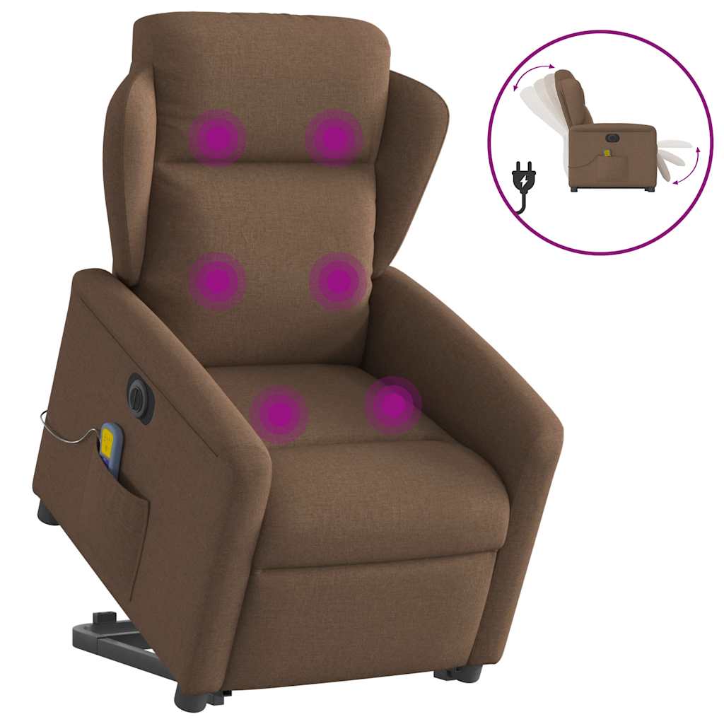 Sta-op-massagestoel elektrisch verstelbaar stof bruin is nu te koop bij PeponiXL, paradijselijk wonen!