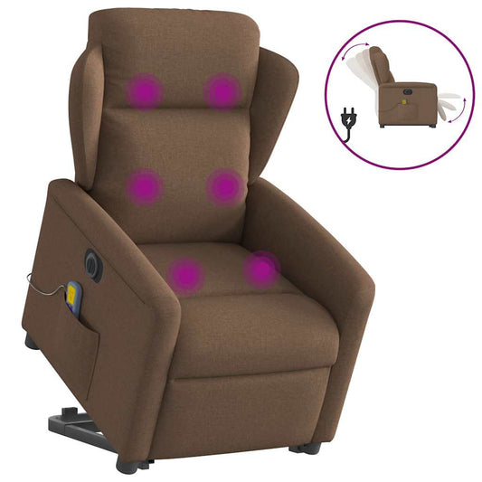 Sta-op-massagestoel elektrisch verstelbaar stof bruin is nu te koop bij PeponiXL, paradijselijk wonen!