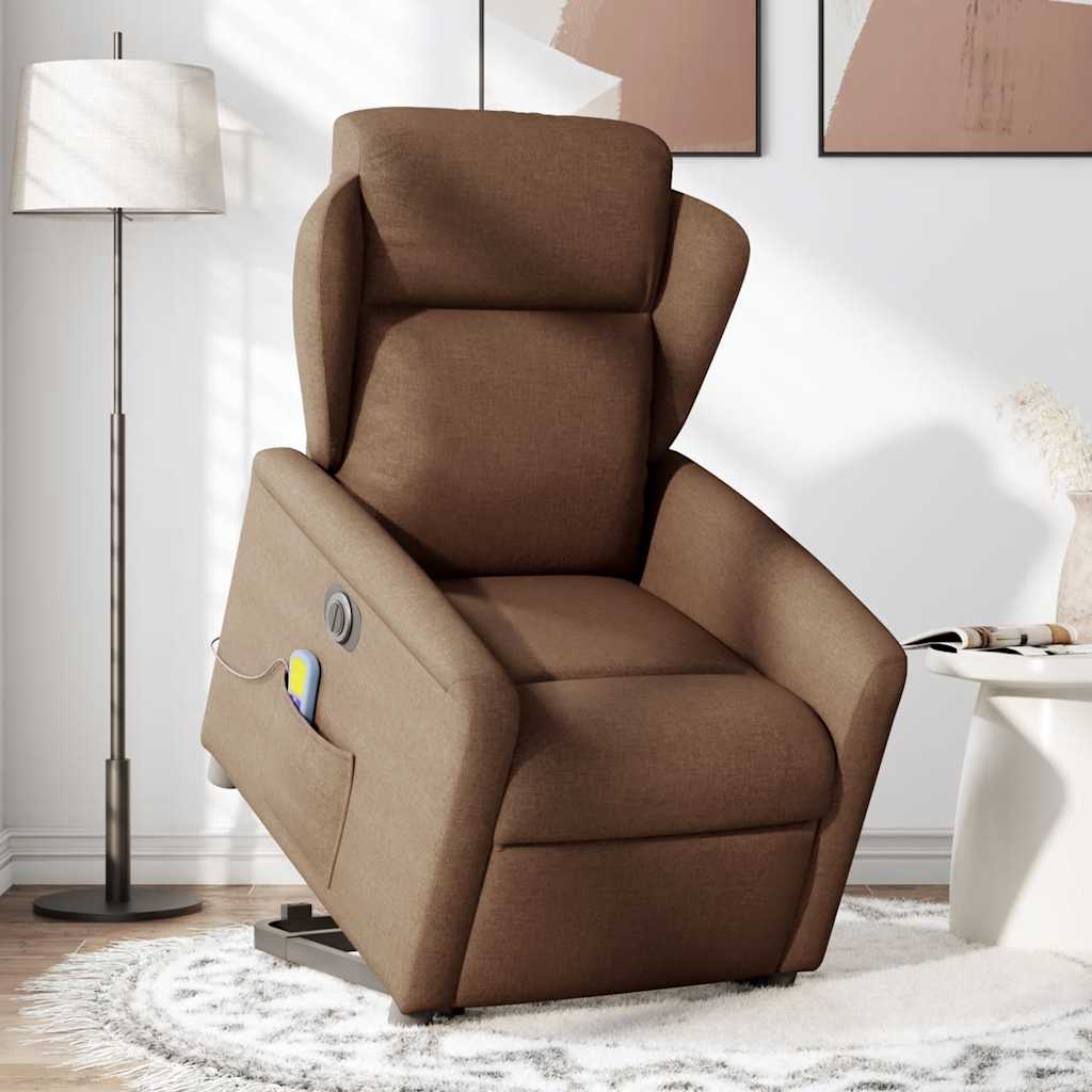 Sta-op-massagestoel elektrisch verstelbaar stof bruin is nu te koop bij PeponiXL, paradijselijk wonen!