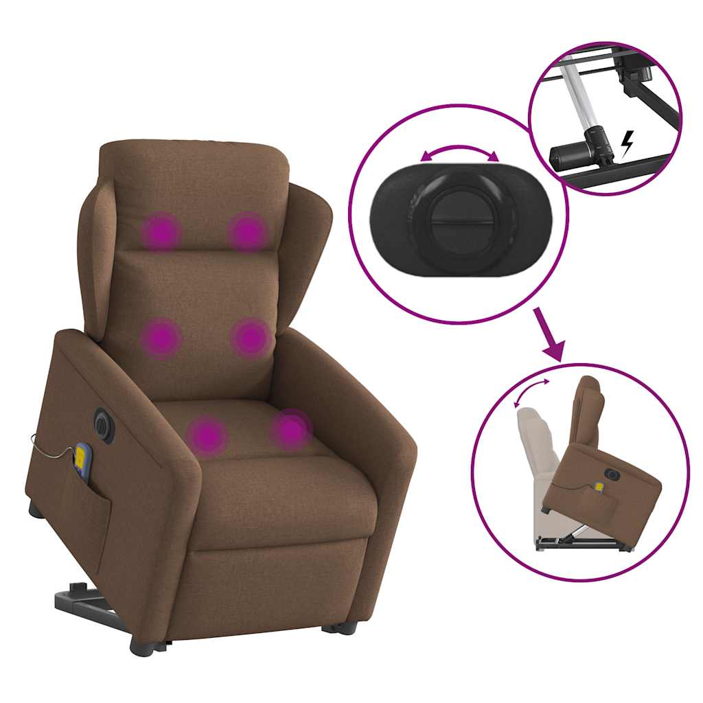 Sta-op-massagestoel elektrisch verstelbaar stof bruin is nu te koop bij PeponiXL, paradijselijk wonen!