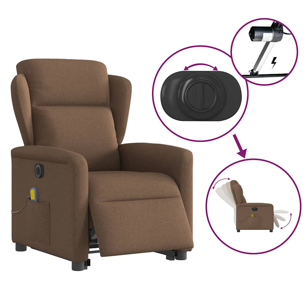 Sta-op-massagestoel elektrisch verstelbaar stof bruin is nu te koop bij PeponiXL, paradijselijk wonen!