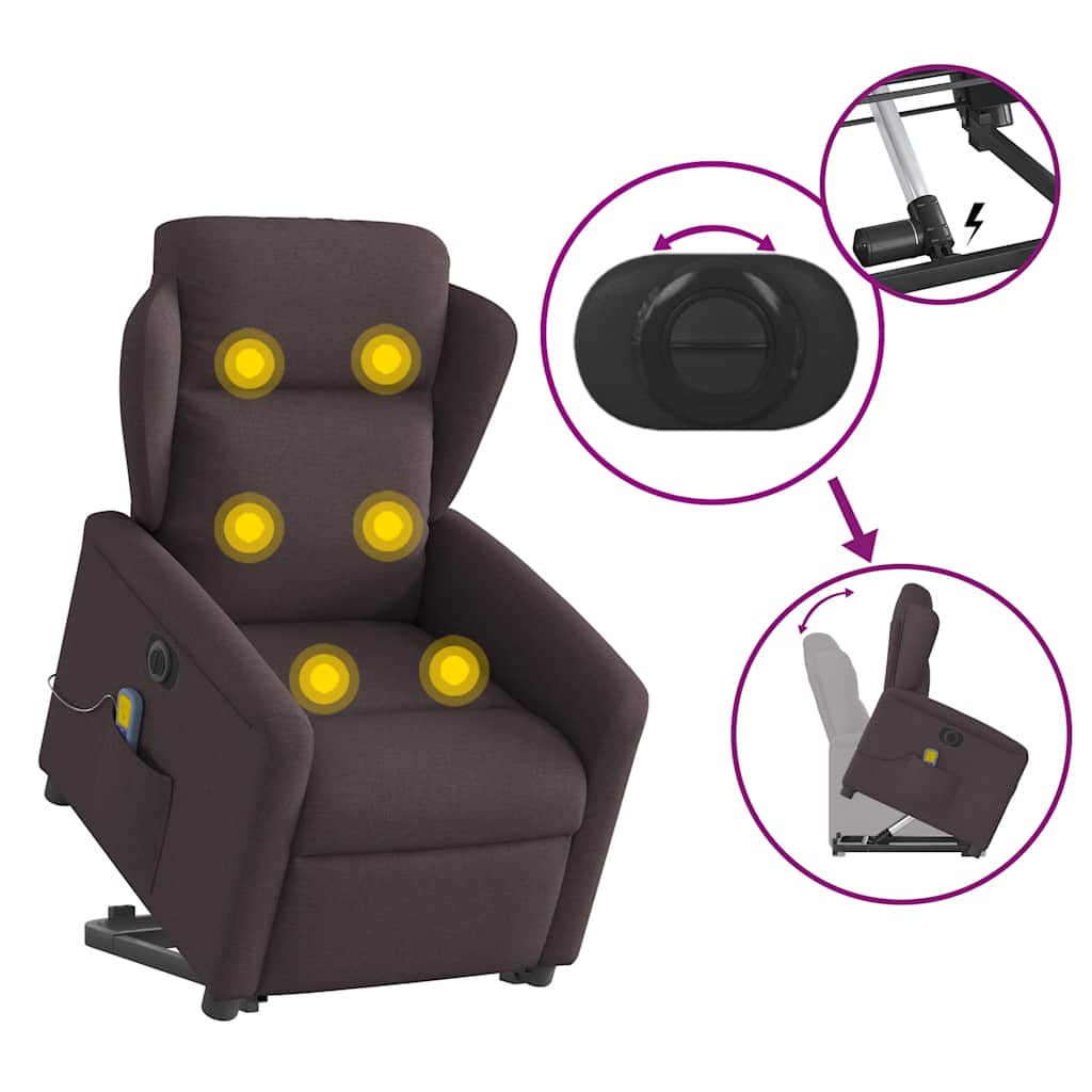 Sta-op-massagestoel elektrisch verstelbaar stof donkerbruin is nu te koop bij PeponiXL, paradijselijk wonen!