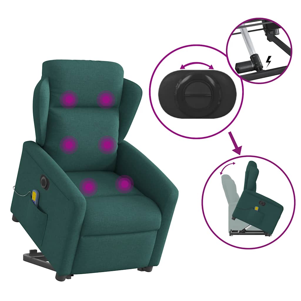 Sta-op-massagestoel elektrisch verstelbaar stof donkergroen is nu te koop bij PeponiXL, paradijselijk wonen!