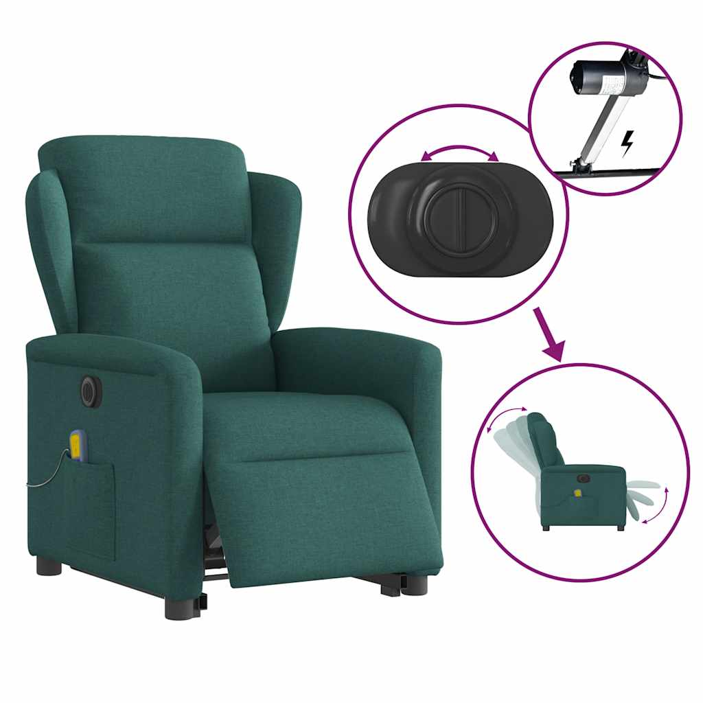 Sta-op-massagestoel elektrisch verstelbaar stof donkergroen is nu te koop bij PeponiXL, paradijselijk wonen!