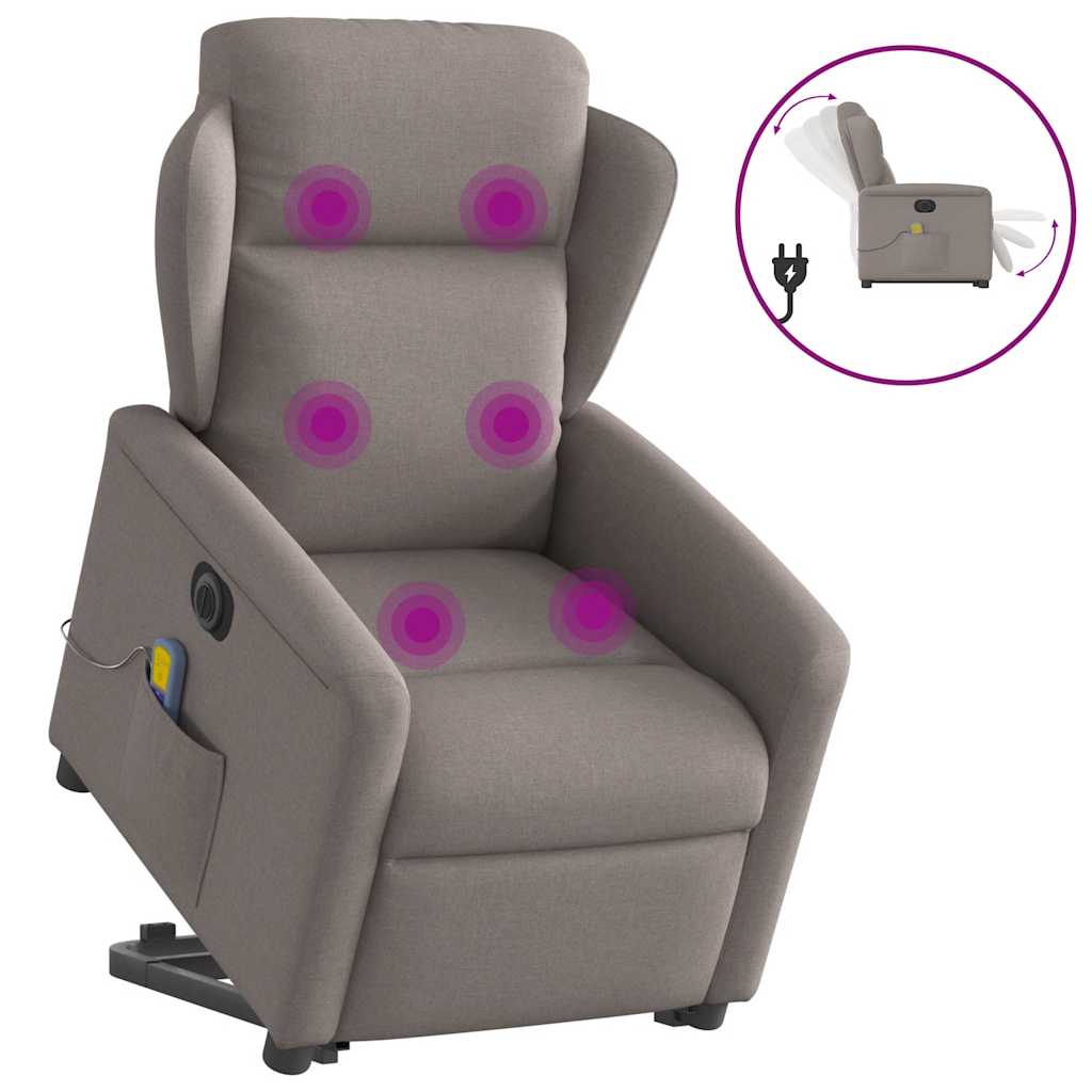 Sta-op-massagestoel elektrisch verstelbaar stof taupe is nu te koop bij PeponiXL, paradijselijk wonen!