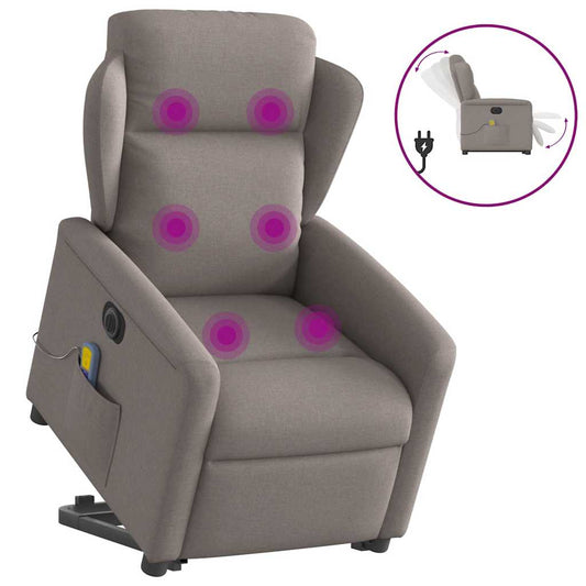 Sta-op-massagestoel elektrisch verstelbaar stof taupe is nu te koop bij PeponiXL, paradijselijk wonen!