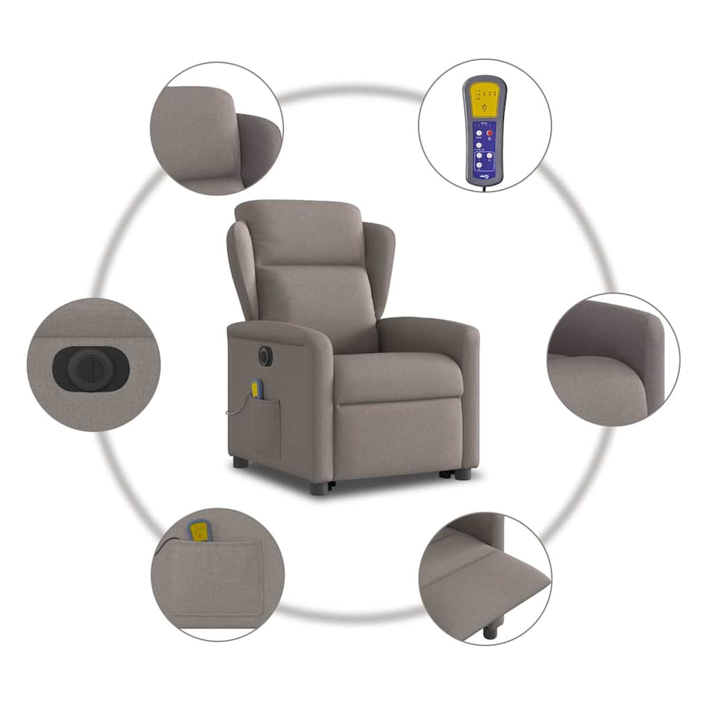 Sta-op-massagestoel elektrisch verstelbaar stof taupe is nu te koop bij PeponiXL, paradijselijk wonen!