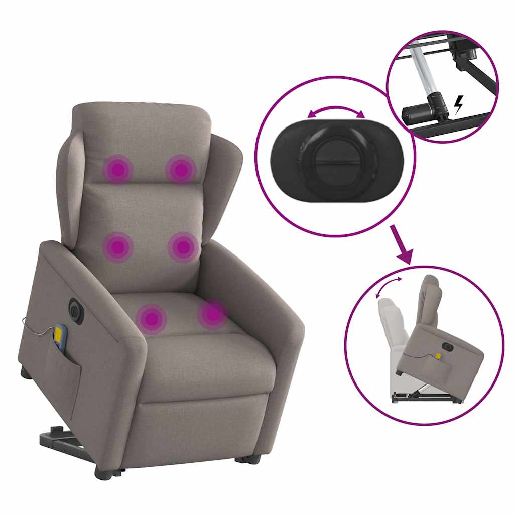 Sta-op-massagestoel elektrisch verstelbaar stof taupe is nu te koop bij PeponiXL, paradijselijk wonen!