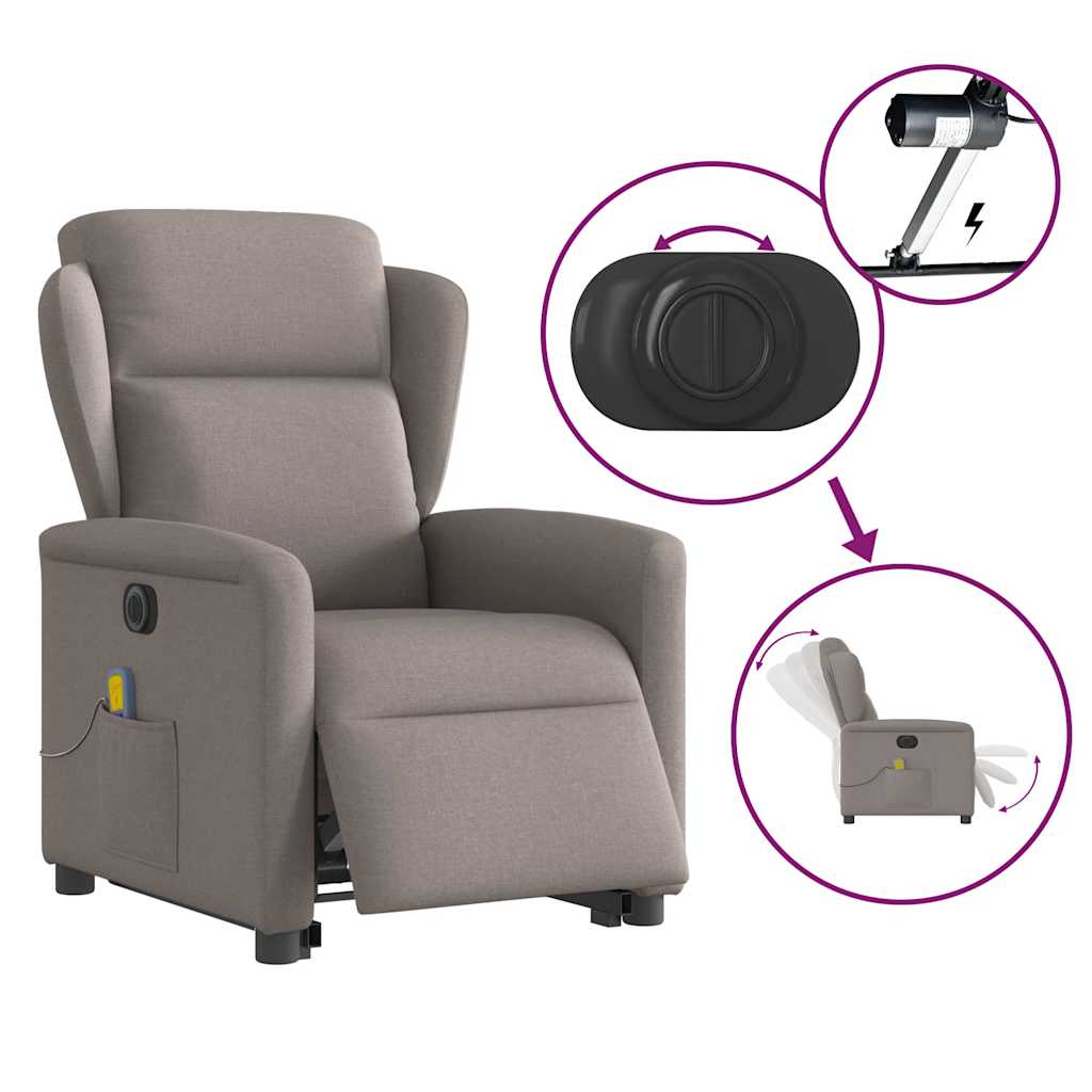 Sta-op-massagestoel elektrisch verstelbaar stof taupe is nu te koop bij PeponiXL, paradijselijk wonen!