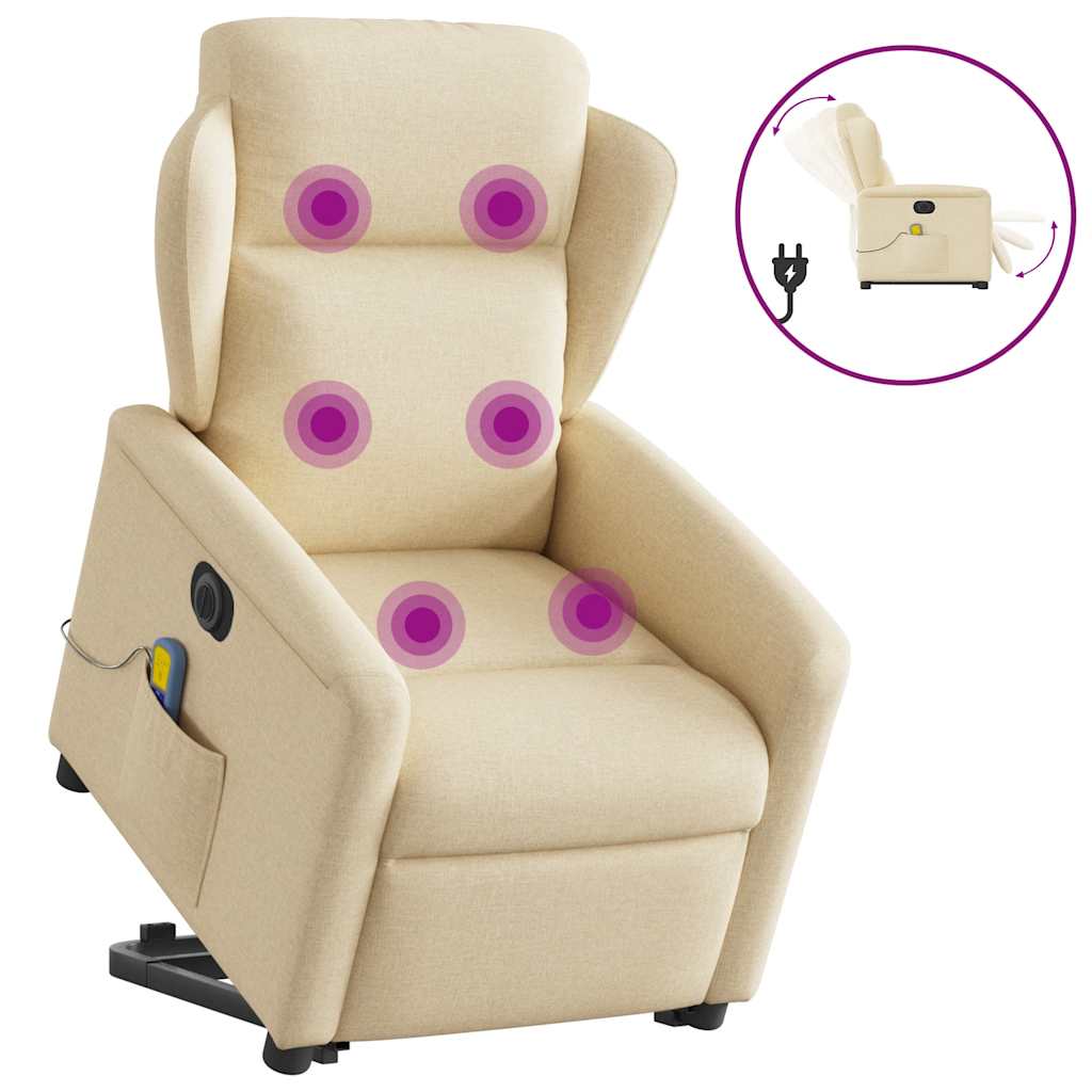 Sta-op-massagestoel elektrisch verstelbaar stof crèmekleurig is nu te koop bij PeponiXL, paradijselijk wonen!