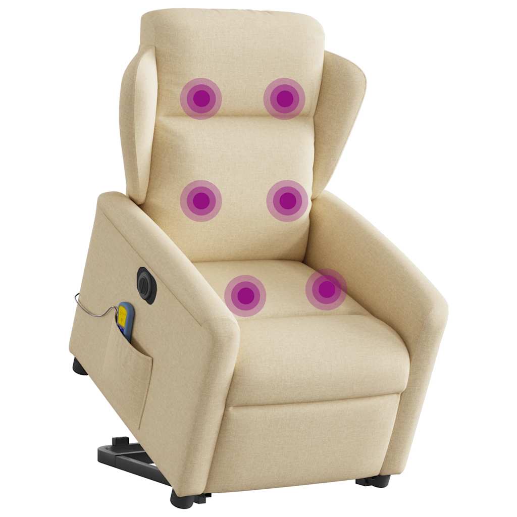 Sta-op-massagestoel elektrisch verstelbaar stof crèmekleurig is nu te koop bij PeponiXL, paradijselijk wonen!