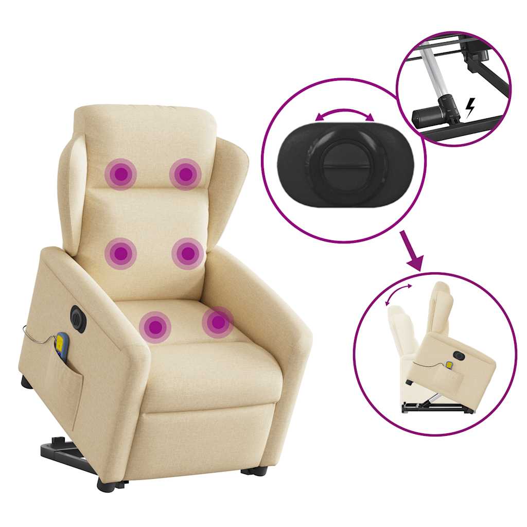 Sta-op-massagestoel elektrisch verstelbaar stof crèmekleurig is nu te koop bij PeponiXL, paradijselijk wonen!