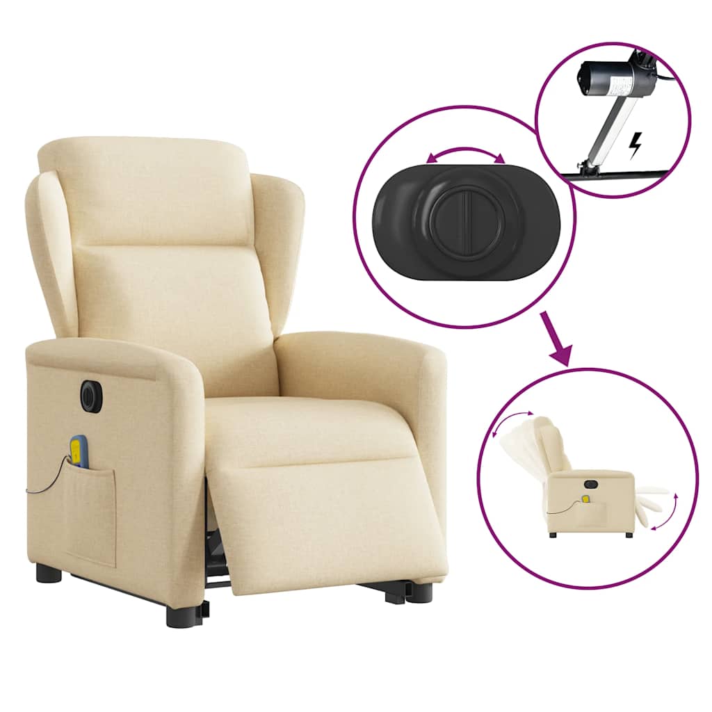 Sta-op-massagestoel elektrisch verstelbaar stof crèmekleurig is nu te koop bij PeponiXL, paradijselijk wonen!