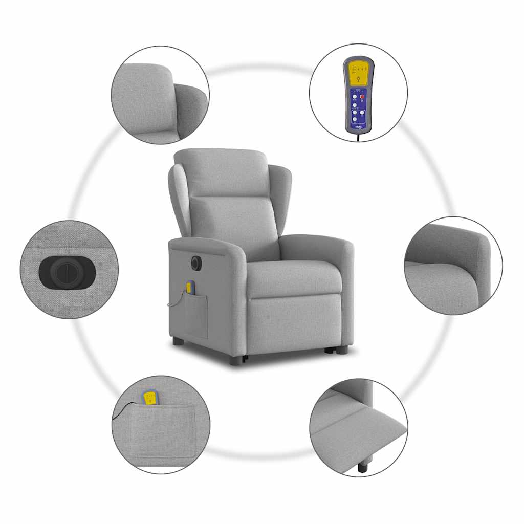 Sta-op-massagestoel elektrisch verstelbaar stof wolk grijs is nu te koop bij PeponiXL, paradijselijk wonen!