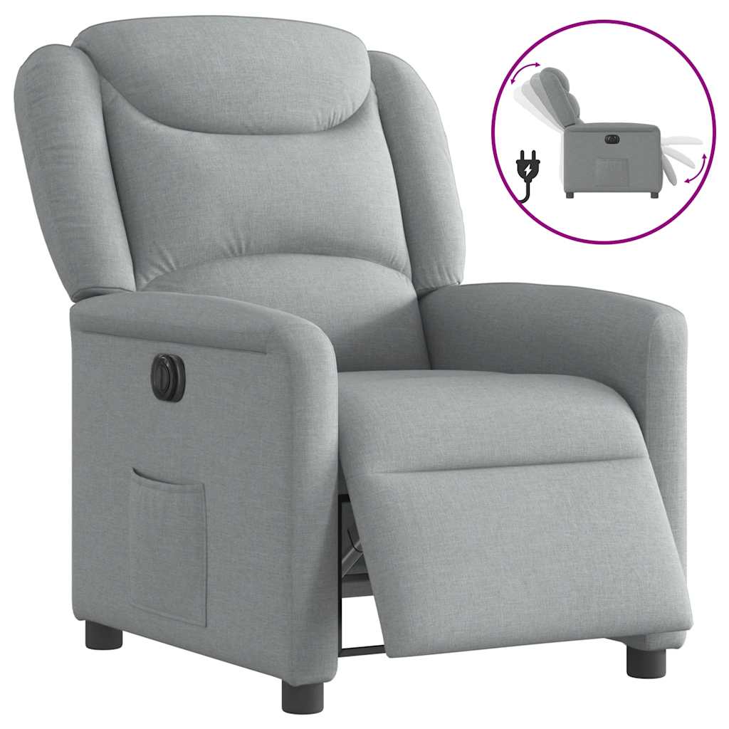 Fauteuil elektrisch verstelbaar stof lichtgrijs is nu te koop bij PeponiXL, paradijselijk wonen!