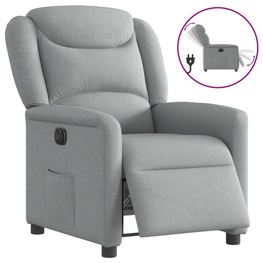 Fauteuil elektrisch verstelbaar stof lichtgrijs is nu te koop bij PeponiXL, paradijselijk wonen!