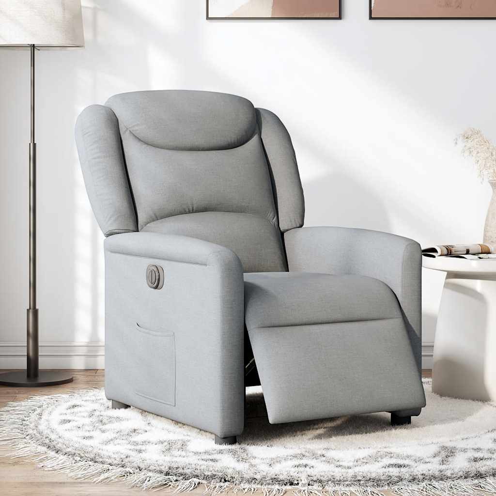 Fauteuil elektrisch verstelbaar stof lichtgrijs is nu te koop bij PeponiXL, paradijselijk wonen!