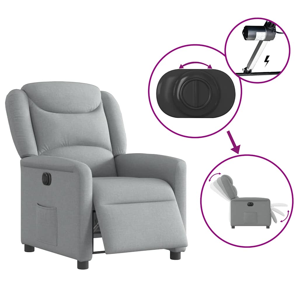 Fauteuil elektrisch verstelbaar stof lichtgrijs is nu te koop bij PeponiXL, paradijselijk wonen!