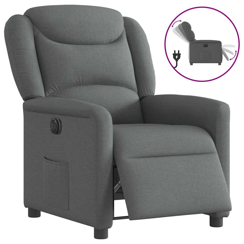 Fauteuil elektrisch verstelbaar stof donkergrijs is nu te koop bij PeponiXL, paradijselijk wonen!