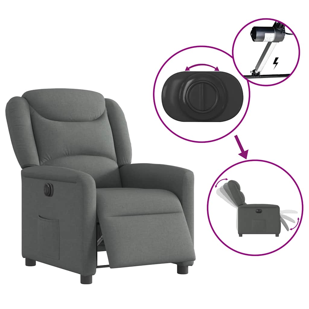Fauteuil elektrisch verstelbaar stof donkergrijs is nu te koop bij PeponiXL, paradijselijk wonen!