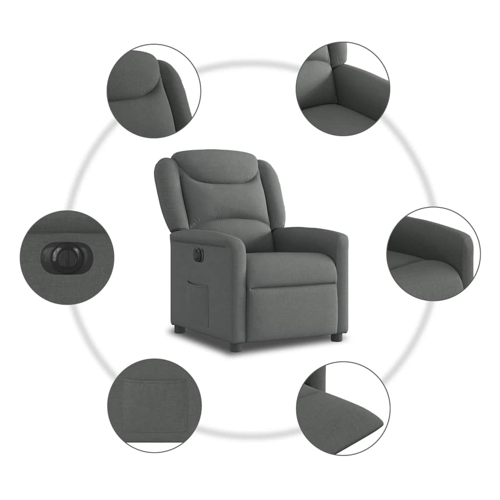 Fauteuil elektrisch verstelbaar stof donkergrijs is nu te koop bij PeponiXL, paradijselijk wonen!