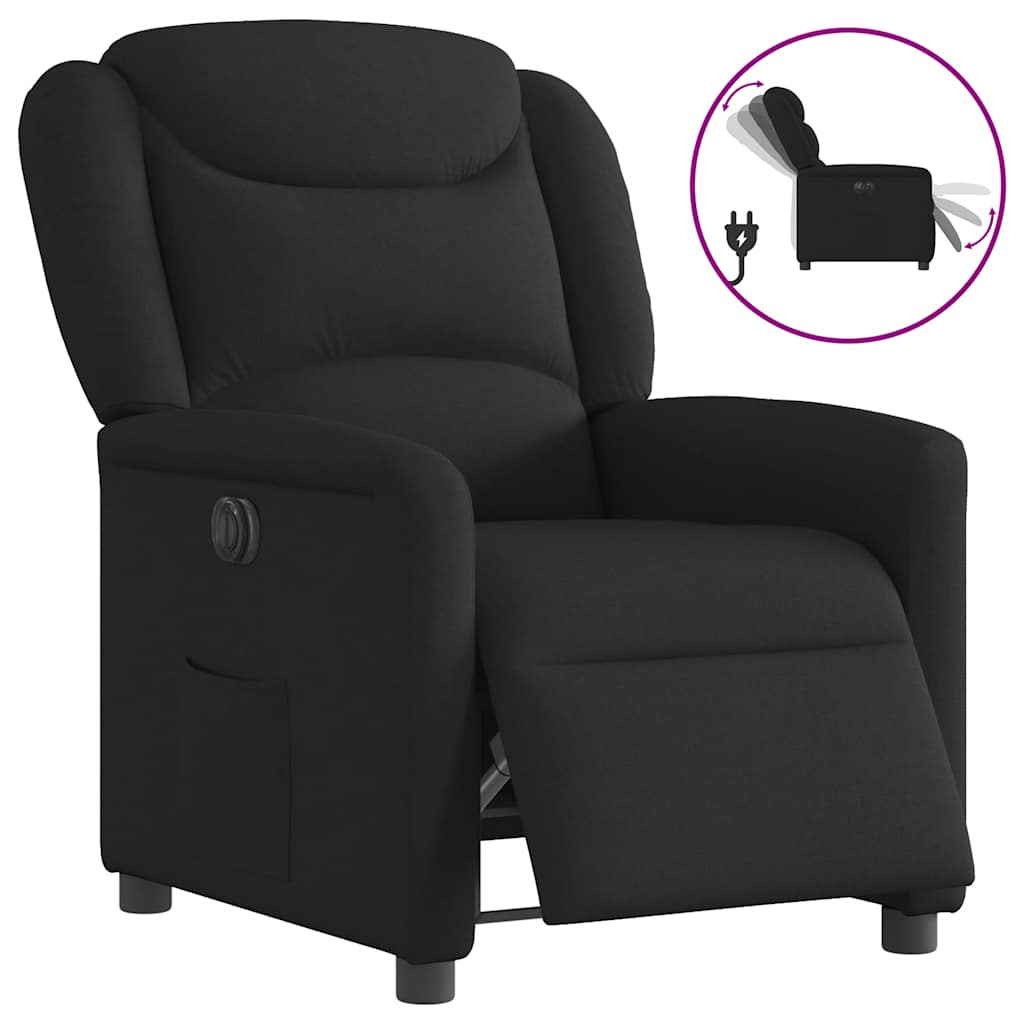 Fauteuil verstelbaar elektrisch stof zwart is nu te koop bij PeponiXL, paradijselijk wonen!