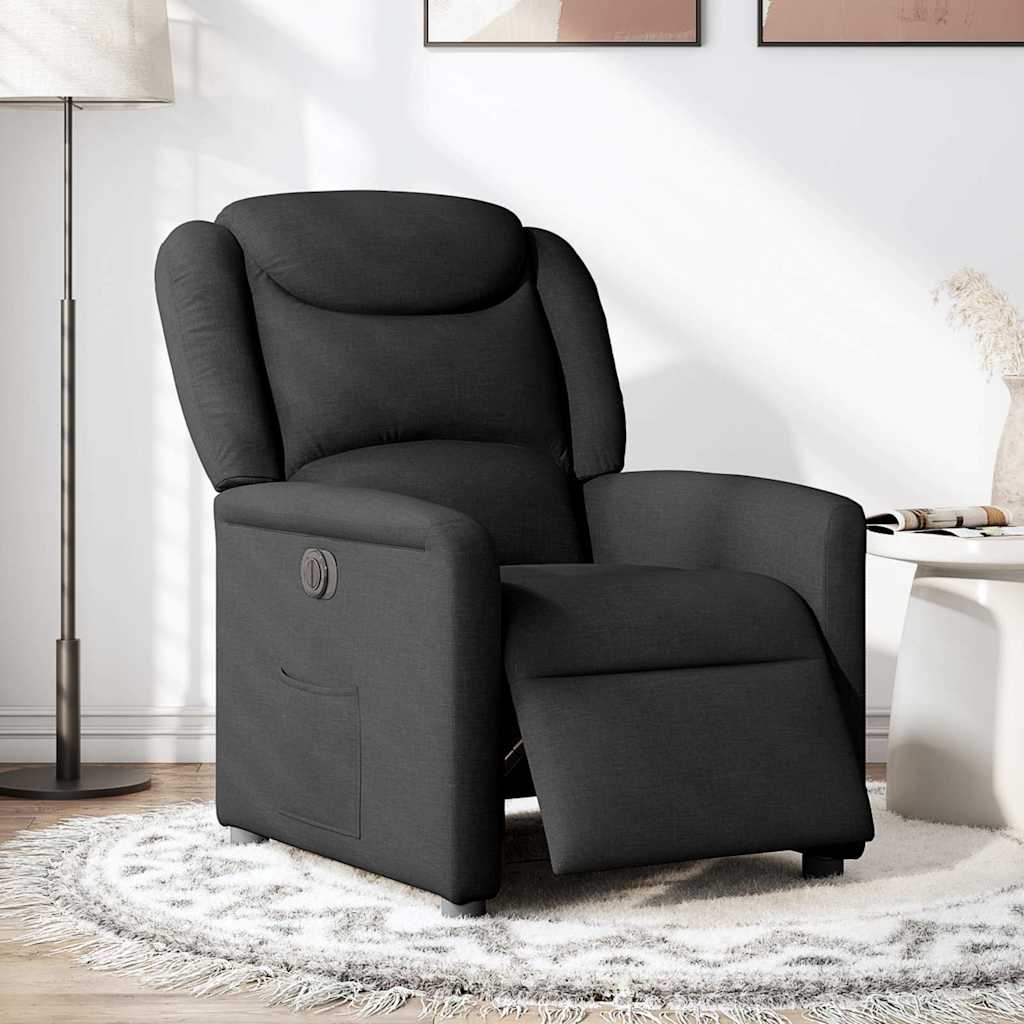Fauteuil verstelbaar elektrisch stof zwart is nu te koop bij PeponiXL, paradijselijk wonen!