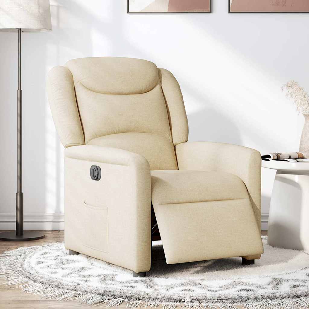 Fauteuil verstelbaar elektrisch stof crèmekleurig is nu te koop bij PeponiXL, paradijselijk wonen!