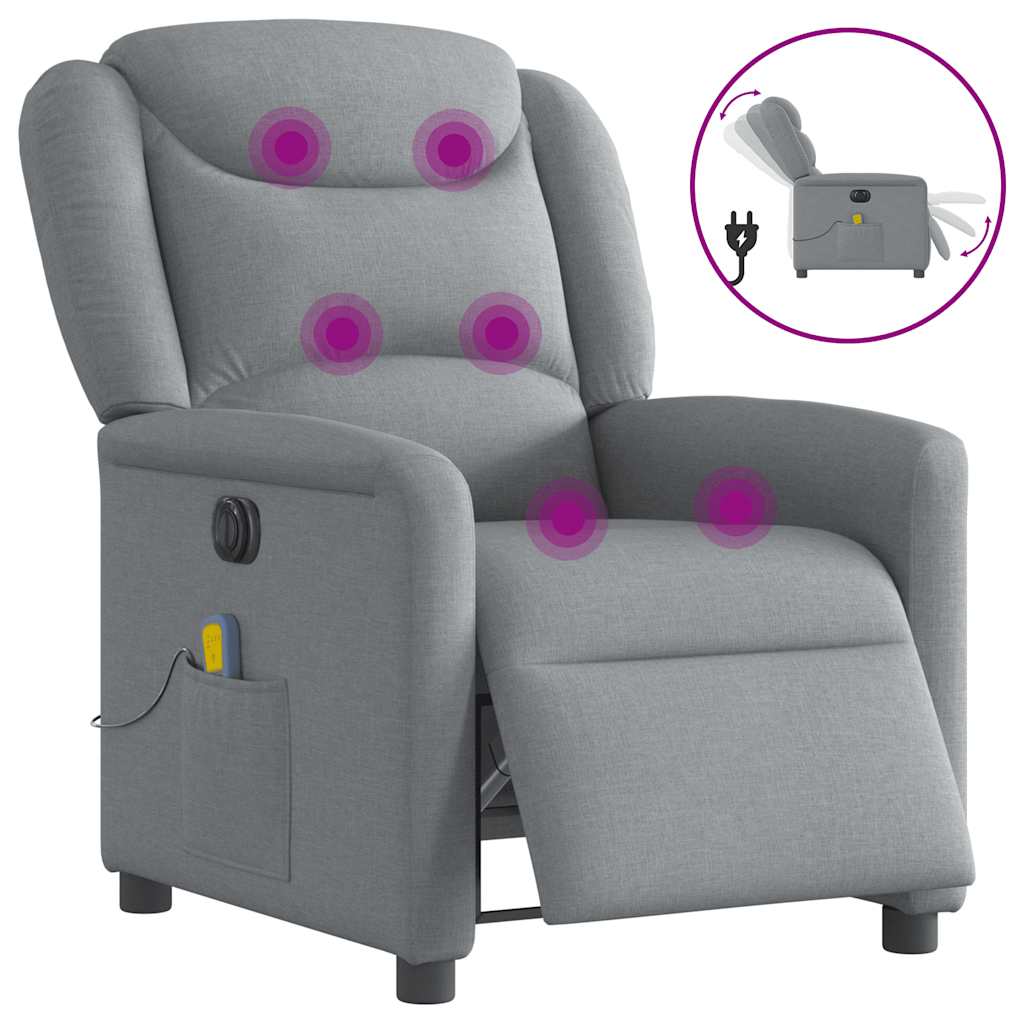 Massagestoel elektrisch verstelbaar stof lichtgrijs is nu te koop bij PeponiXL, paradijselijk wonen!