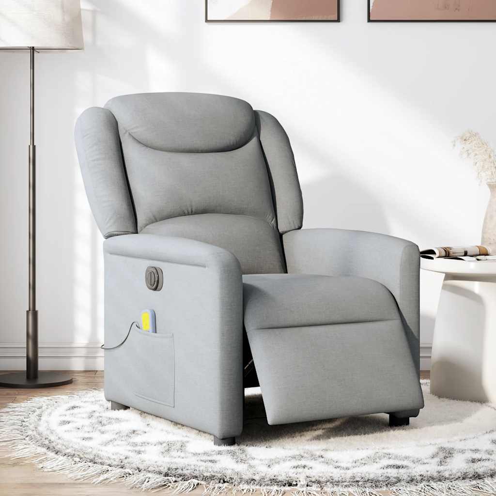 Massagestoel elektrisch verstelbaar stof lichtgrijs is nu te koop bij PeponiXL, paradijselijk wonen!