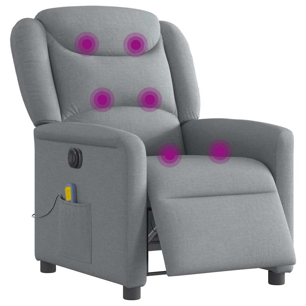 Massagestoel elektrisch verstelbaar stof lichtgrijs is nu te koop bij PeponiXL, paradijselijk wonen!