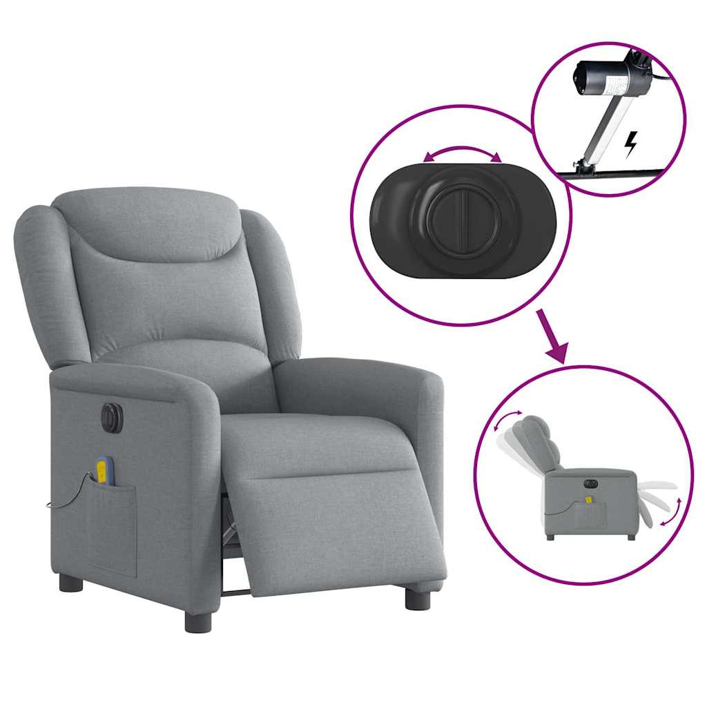 Massagestoel elektrisch verstelbaar stof lichtgrijs is nu te koop bij PeponiXL, paradijselijk wonen!
