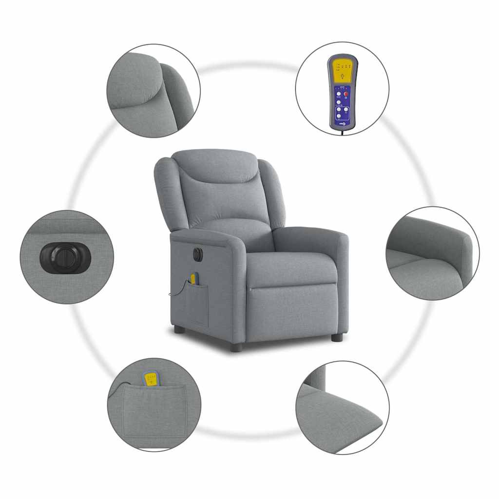 Massagestoel elektrisch verstelbaar stof lichtgrijs is nu te koop bij PeponiXL, paradijselijk wonen!